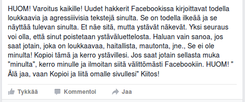 Kokemäen TS-Data facebook viesti